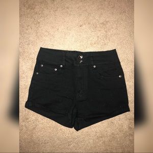 high waisted black jean shorts